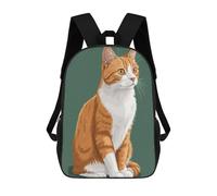 sinyumoney Orange And White Cat Illustration Sac À Dos Scolaire Pour Filles Et Garçons, Grande Capacité, Léger, Pour Enfants Et Étudiants 17inch