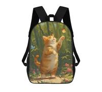 sinyumoney Orange Cat And Butterfly in Garden Sacs À Dos Scolaires Pour Enfants, Sac D'école Imprimé En 3D Pour Garçons, Élèves Du Primaire Et Du Collège 17inch