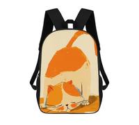 sinyumoney Orange Cat Stretching Sac À Dos Scolaire Pour Filles Et Garçons, Grande Capacité, Léger, Pour Enfants Et Étudiants 17inch