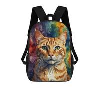 sinyumoney Orange Cat Watercolor Portrait Sacs À Dos Scolaires Pour Enfants, Sac D'école Imprimé En 3D Pour Garçons, Élèves Du Primaire Et Du Collège 17inch