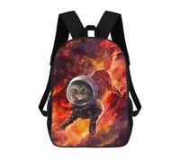 sinyumoney Orange Space Cat Sac À Dos Scolaire Pour Enfants Imprimé En 3D, Idéal Pour Les Voyages Et Les Lectures, Pour Les Garçons Et Les Élèves Du Primaire 17inch
