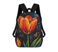 sinyumoney Orange Tulip with Butterfly Painting Sac À Dos Scolaire Enfant Tendance Et Décontracté, Sac À Dos Imprimé En 3D Pour Garçon, Grand Sac À Dos 17inch
