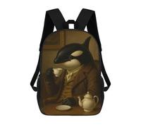 sinyumoney Orca Gentleman Drinking Tea Sac À Dos Scolaire, Sac À Dos Pour Garçons Et Adolescents, Cadeau, Sac À Dos Imprimé En 3D, Sac À Dos Scolaire, Sac À Livres 17inch