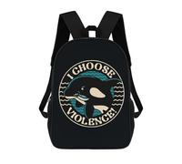 sinyumoney Orca I Choose Violence Sac À Dos Scolaire Imprimé En 3D Pour Enfants, Sac À Dos Garçon/fille, Sac De Voyage Pour Enfants 17inch