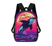 sinyumoney Orca Leaping Neon Sunset Sacs À Dos Pour Enfants, Cartables Imprimés En 3D, Sacs À Dos Pour Élèves Du Primaire Et Du Collège (garçons Et Filles) 17inch