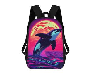 sinyumoney Orca Leaping Neon Sunset Sacs À Dos Pour Enfants, Cartables Imprimés En 3D, Sacs À Dos Pour Élèves Du Primaire Et Du Collège (garçons Et Filles) 17inch