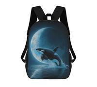 sinyumoney Orca Leaping Under The Moon Sac À Dos Scolaire Pour Enfants Imprimé En 3D, Idéal Pour Les Voyages Et Les Livres 17inch