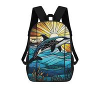 sinyumoney Orca Stained Glass Sac À Dos, Cartable Imprimé En 3D, Sac À Goûter, Sac À Dos De Voyage, Sac À Dos Entre Amis, Sac À Dos Scolaire Pour Filles Et Garçons 17inch