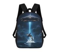 sinyumoney Orca Whale Alien Spaceship Sac À Dos Scolaire, Sac À Dos Pour Garçons Et Adolescents, Cadeau, Sac À Dos Imprimé En 3D, Sac À Dos Scolaire, Sac À Livres 17inch