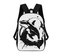 sinyumoney Orca Whale Black And White Illustration Sacs À Dos Imprimés En 3D Pour Enfants, Sacs D'école Tendance Pour Garçons, Sacs De Voyage, Sacs Scolaires Pour Élèves Du Primaire 17inch