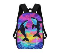 sinyumoney Orcas Leaping Colorful Ocean Sacs À Dos Pour Enfants, Cartables Imprimés En 3D, Sacs À Dos Pour Élèves Du Primaire Et Du Collège, Garçons Et Filles 17inch