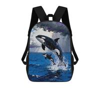 sinyumoney Orcas Leaping from The Ocean Painting Sacs À Dos Pour Enfants 17inch Sac À Dos Scolaire, Sac D'école Imprimé En 3D Pour Garçons, Élèves Du Primaire Et Du Collège