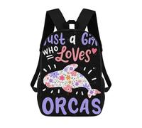sinyumoney Orcas Orca Lover Whales Sac À Dos Scolaire Pour Adolescents, Imprimé En 3D, Ajustable, À Poches Tendance, Pour Enfants, Garçons, Filles, Étudiants Et Adolescents 17inch