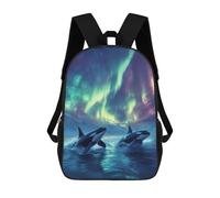 sinyumoney Orcas Under Aurora Borealis Sac À Dos Enfant Tendance Et Amusant, Sac À Dos Pour Garçons Et Adolescents, Sac D'école Imprimé En 3D Pour Garçons 17inch