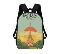 sinyumoney Original Eiffel Tower Sunset Art Sac À Dos Enfant, Cartable Imprimé En 3D Pour Garçons Et Adolescents 17inch