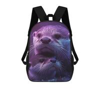 sinyumoney Otter Duo in Purple Light Sac À Dos Scolaire Pour Enfants, Sac D'école Imprimé En 3D, Sac D'école Tendance Pour Garçons, Élèves Du Primaire Et Du Collège 17inch