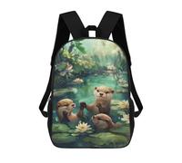 sinyumoney Otter Familys River Joy Sacs À Dos Imprimés En 3D 17inch Sac À Dos Scolaire Pour Enfants, Sac À Dos Décontracté Pour La Journée, Sac De Voyage Décontracté Pour Les Élèves Du Collège