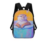 sinyumoney Otter in Bathtub Painting Sac À Dos Imprimé 3D Pour Enfants, Sac À Dos Léger Pour Écoliers Et Écoliers, Sac À Goûter Pour La Crèche 17inch