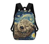 sinyumoney Otter in Starry Night Style Sac À Dos Scolaire Pour Enfants, Grand Sac À Dos 3D, Cadeau Pour Enfants 17inch