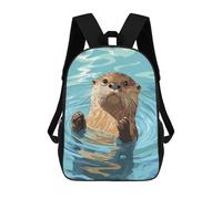 sinyumoney Otter in Water Illustration Sac À Dos Scolaire Pour Adolescents, Imprimé En 3D, Ajustable, À Poches Tendance, Pour Enfants, Garçons, Filles, Étudiants Et Adolescents 17inch