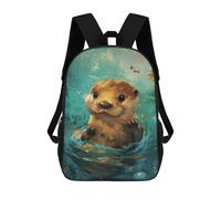 sinyumoney Otter Swimming in Water-2 Sac À Dos Imprimé En 3D, Sac D'école Décontracté Et Tendance Pour Enfants, Sac D'école Pour Garçons, Collégiens 17inch
