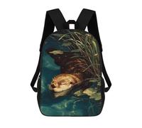 sinyumoney Otter Swimming in Water with Lily Pads Sac À Dos Scolaire Pour Enfants Imprimé En 3D, Idéal Pour Les Voyages Et Les Lectures, Pour Les Garçons Et Les Élèves Du Primaire 17inch
