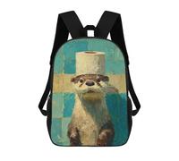 sinyumoney Otter with Toilet Paper Hat-2 Sacs À Dos Pour Enfants 17inch Sac À Dos Scolaire, Sac D'école Imprimé En 3D Pour Garçons, Élèves Du Primaire Et Du Collège