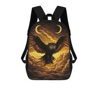 sinyumoney Owl in Flight with Crescent Moons Sac À Dos Scolaire Pour Filles Et Garçons, Grande Capacité, Léger, Pour Enfants Et Étudiants 17inch