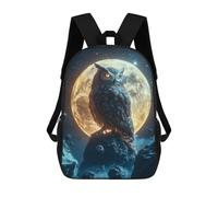 sinyumoney Owl on A Moonlit Rock Sacs À Dos Scolaires Pour Enfants, Sac D'école Imprimé En 3D Pour Garçons, Élèves Du Primaire Et Du Collège 17inch
