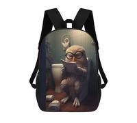 sinyumoney Owl Reading on Toilet Sac À Dos Enfant, Cartable Imprimé En 3D Pour Garçons Et Adolescents 17inch