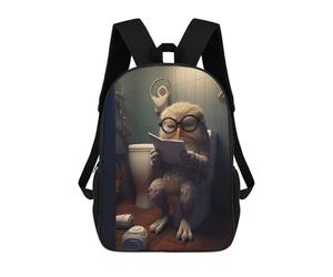 sinyumoney Owl Reading on Toilet Sac À Dos Enfant, Cartable Imprimé En 3D Pour Garçons Et Adolescents 17inch