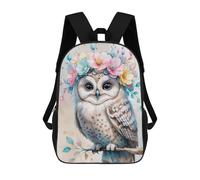 sinyumoney Owl with Flower Crown Watercolor Sacs À Dos Pour Enfants, Sac D'école Imprimé En 3D, Cartable Pour Enfants, Sac De Voyage, Sac À Dos Garçon Fille, Sac D'école Pour Enfants 17inch