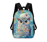 sinyumoney Owl with Toilet Paper Sacs À Dos Imprimés En 3D Pour Enfants, Sacs D'école Tendance Pour Garçons, Sacs De Voyage, Sacs Scolaires Pour Élèves Du Primaire 17inch