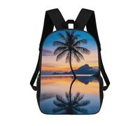 sinyumoney Palm Tree Sunset Reflection Sac À Dos Imprimé En 3D Pour Enfants, Sac À Dos Scolaire, Sac À Dos De Voyage Pour Enfants, Sac À Livres Grande Capacité, Sac À Dos Pour Enfants 17inch