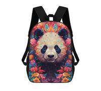 sinyumoney Panda Flower Portrait Sac À Dos Scolaire Pour Filles Et Garçons, Grande Capacité, Léger, Pour Enfants Et Étudiants 17inch