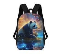 sinyumoney Panda in Enchanted Forest -3 Sac À Dos Enfant, Cartable, Sac D'école, Motif Dessin Animé 3D, Sac Pour Ordinateur Portable, Pour Garçons Et Filles 17inch