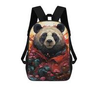 sinyumoney Panda in Red Jacket Sac À Dos Scolaire Pour Enfants, Imprimé En 3D, Pour Garçons, Élèves Du Primaire Et Du Collège 17inch