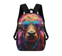 sinyumoney Panda Observing The Stars Sacs à dos pour enfants, sacs d'école personnalisés 3D pour garçons et filles, grand sac d'école décontracté, Portrait de taureau coloré - 11, 17"