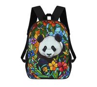 sinyumoney Panda Stained Glass Sac À Dos Enfant Tendance Et Amusant, Sac À Dos Pour Garçons Et Adolescents, Sac D'école Imprimé En 3D Pour Garçons 17inch