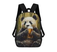 sinyumoney Panda with Beer Sac À Dos Enfant Fille 3D, Sac D'école, Sac À Dos Pour Tout-petits, Sac À Dos Décontracté, Sac À Livres Tendance 17inch