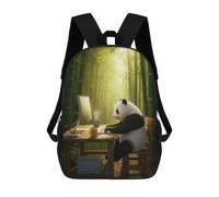 sinyumoney Panda Working in Bamboo Forest Sac À Dos Enfant Fille 3D, Sac D'école, Sac À Dos Pour Tout-petits, Sac À Dos Décontracté, Sac À Livres Tendance 17inch
