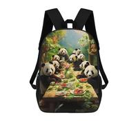 sinyumoney Pandas Feast in The Jungle Sac À Dos Scolaire Pour Enfants, Imprimé En 3D, Tendance Et Décontracté, Pour Garçons, Élèves Du Primaire Et Du Collège 17inch