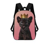 sinyumoney Panther Pastel Crown Sac À Dos Scolaire Enfant Tendance Et Décontracté, Sac À Dos Imprimé En 3D Pour Garçon, Grand Sac À Dos 17inch