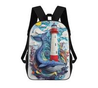 sinyumoney Papercraft Whale & Lighthouse Sac À Dos, Cartable Imprimé En 3D, Sac À Goûter, Sac À Dos De Voyage, Sac À Dos Entre Amis, Sac À Dos Scolaire Pour Filles Et Garçons 17inch
