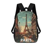 sinyumoney Paris Eiffel Tower Sac À Dos Scolaire Imprimé En 3D, Sac À Dos Décontracté Pour Enfants, Sac D'école Imprimé En 3D Pour Garçons, Primaire Et Collège 17inch