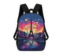 sinyumoney Paris Eiffel Tower Sunset Art Print Sac À Dos Scolaire Pour Enfants, Imprimé En 3D, Tendance Et Décontracté, Pour Garçons, Élèves Du Primaire Et Du Collège 17inch