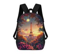 sinyumoney Paris Eiffel Tower Sunset Sac À Dos Imprimé 3D Pour Enfants, Sac À Dos Léger Pour Écoliers Et Écoliers, Sac À Goûter Pour La Crèche 17inch