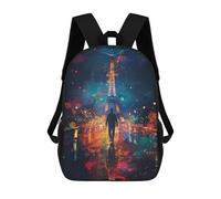 sinyumoney Paris Night Lights Eiffel Tower Reflections Sac À Dos Enfant, Cartable, Sac D'école, Motif Dessin Animé 3D, Sac Pour Ordinateur Portable, Pour Garçons Et Filles 17inch