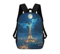 sinyumoney Paris Night Moonlit Eiffel Tower Sac À Dos Pour Garçons Et Adolescents, Sacs À Dos Pour Filles, Sacs À Dos Pour Tout-petits, Sacs À Livres Pour L'école Primaire Et Le Collège 17inch