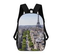 sinyumoney Paris Street View with Eiffel Tower Sac À Dos Pour Enfants, Impression 3D, Sac D'école Pour Garçons Et Filles, Sac À Dos Tendance Et Décontracté Pour Écoliers 17inch